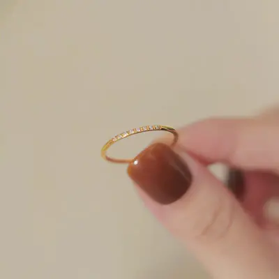 8-Stone Women's Ring, Slim Design, Zircon - 2