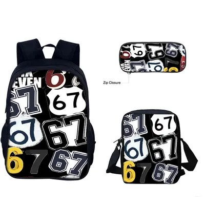 67 Meme Print Backpack Set for Primary and Middle School, Three-Piece - 11
