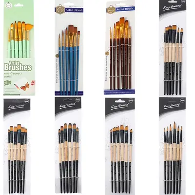 Suluboya fırça seti, 6 parça, naylon, yağlı boya, dijital, çocuk DIY sanat malzemeleri