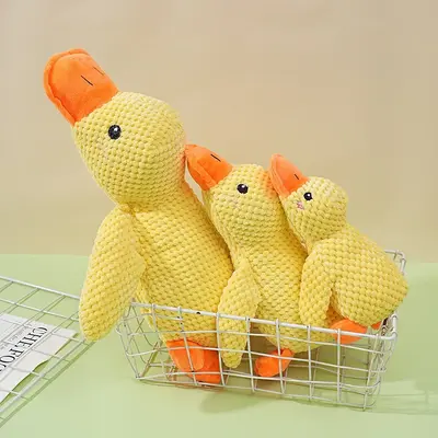 Plush Yellow Duck Dog Toy Chew-Resistant Squeaky - 5