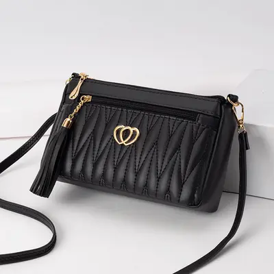 Soft Leather Women's Messenger Bag, Large Capacity, Tassel Crossbody Bag