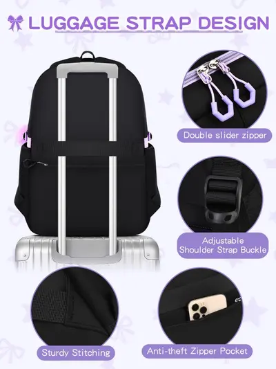 Amazon Best-selling High-capacity Bow Tie Three-piece Set Schoolbag for Girls, Junior and Senior High School and College Students, Backpack - 5