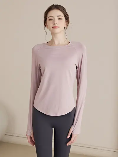 Damen schnelltrocknendes Langarm-Sportoberteil, figurformend, Herbst - 4