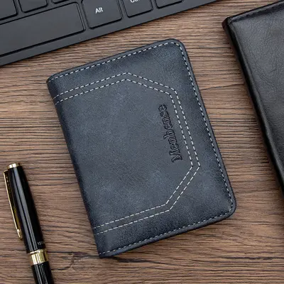 Minimalist Vertical Men's Leather Wallet, Ultra-Thin, Multi-Card Slots