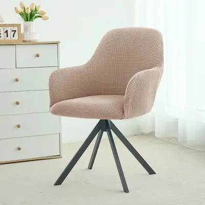 Mısır Tanesi Desenli Tam Kaplı Elastik Sandalye Kılıfı Yüksek Kollu Otel Kanepe Kılıfı Yay Şeklinde Bütün Parça Nordic Minimalist Düz Renk Jakarlı Örtü - 8