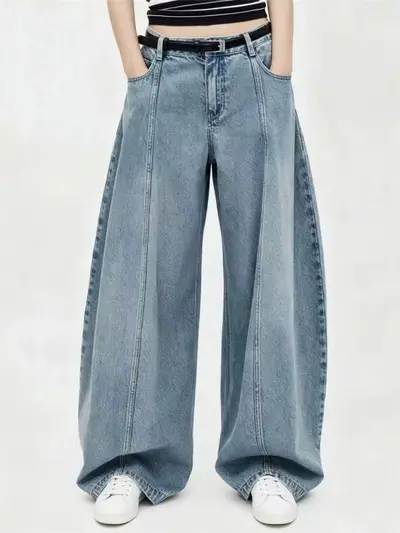 Weite Jeans mit hohem Bund, Ballonhose, Herbst 2026