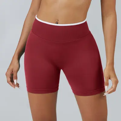 Renk bloklu dikişsiz yoga şortu, şeftali kalça etkili spor şort - 8