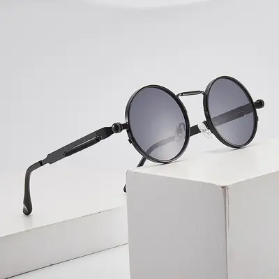 Retro Round Sunglasses, UV Protection, Spring Hinge - 1