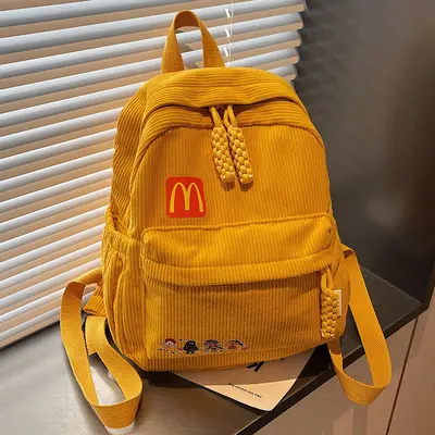 Corduroy Children's Backpack, Large Capacity Schoolbag for Primary and Middle School Stude - 4