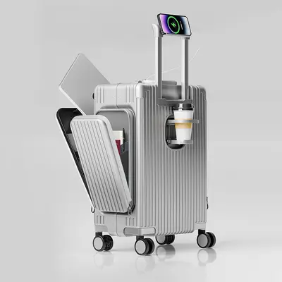 20 inch three-fold front-opening trolley suitcase, large capacity PC hardshell - 7