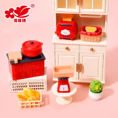 Simüle Retro Mutfak Eşyaları Takımı Reçine Aksesuarları Mini Mutfak DIY Bebek Evi Rol Yapma Oyuncağı Masa Dekorasyonu
