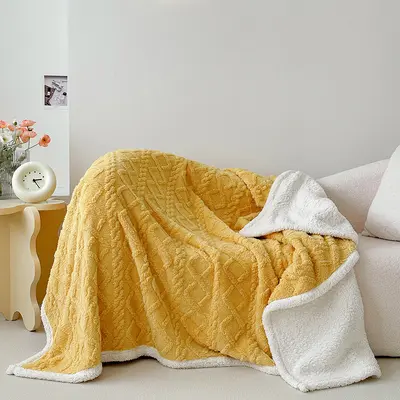 Double-Sided Lamb Wool Taffeta Blanket, Autumn Winter Double-Layer Throw - 10
