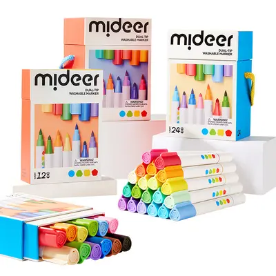 Mideer çift uçlu yıkanabilir suluboya kalem seti, üçgen grip, öğrenci - 6