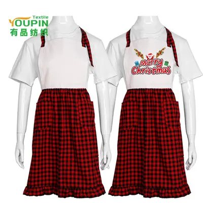 Blanko-Weihnachtsschürze mit Spitzenbesatz, für Sublimation und Thermotransfer