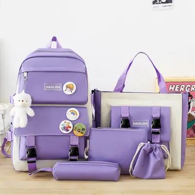 Öğrenci sırt çantası, dört parçalı set, Harajuku tarzı