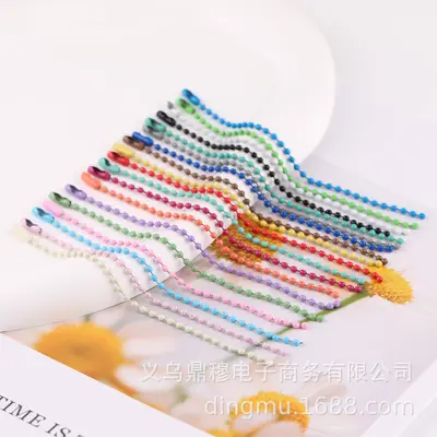 DIY-Schmuck Bunte Perlenkette 10cm, runde Eisenperlen, lackierte Kette - 7