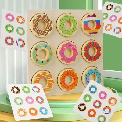 Holz Donut-Zuordnungspuzzle, Farberkennung Lernspielzeug ab 2-3 Jahren - 2