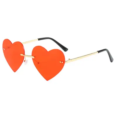 Halloween Frameless Heart Party Sunglasses with Tear Design - 11
