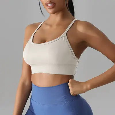 Women's Cross-Back Yoga Tank Top with Bra - 9