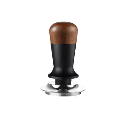 Ceviz ahşap espresso kahve tamper, 51/53/58 mm, yaylı, eğilme önleyici