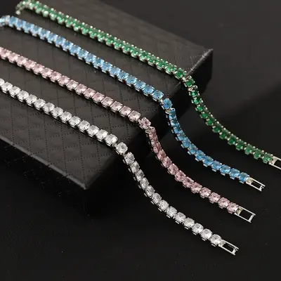Full Zircon Tennis Couple Bracelet for Men and Women, Colourful Jewellery