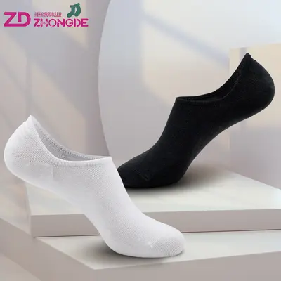 Women's Summer Thin Boat Socks, Black Polyester, Anti-Slip