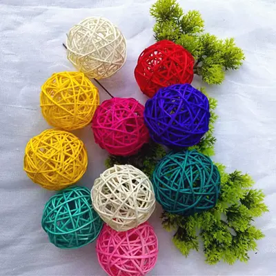 Beyaz rattan top dekorasyon, 3 cm - 80 cm, asılı ışık zinciri süsü - 9