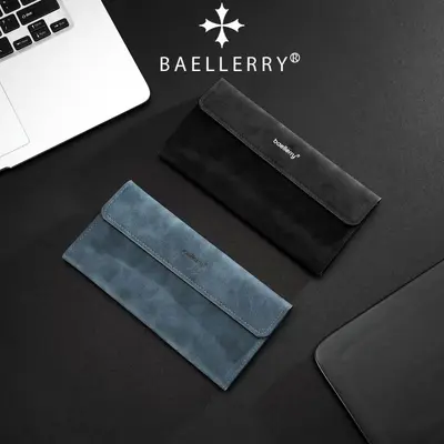 Men's Long Tri-Fold Leather Wallet with Multiple Card Slots - 2