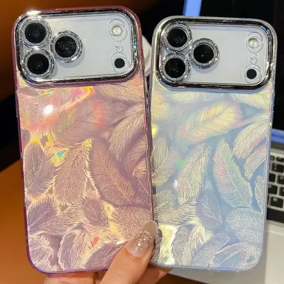 双面覆膜IMD适用iPhone17Air手机壳苹果16ProMax羽毛纹防摔保护套 - 2