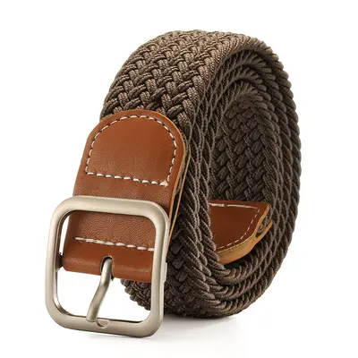 Yellow Square Buckle Canvas Belt Elastic Stretch - 11
