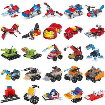 10-in-1 kleines Boxset mit Mini-Bausteinen, chinesische Klemmbausteine, Bau-Set Auto, Kinder-Gashapon-Spielzeug, Mechanik, Geschenk