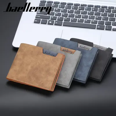 BAELLERRY Men's Short Wallet, Multi-Card Slots, Open Matte Leather - 4