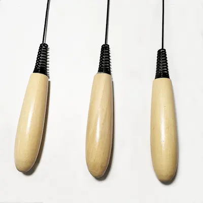 CFA Wooden Handle Cat Teaser Wand with Feather, Bell and Replacement Heads - 5