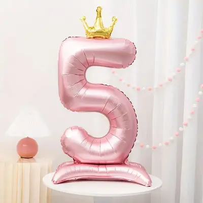 32 inch Rose Gold Crown Number Foil Balloon for Birthday Parties - 11