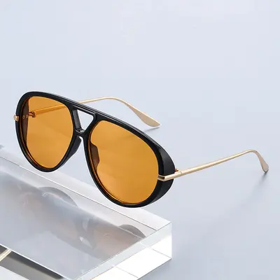 Pilotenbrille mit großem Metallrahmen, Doppelsteg, UV-Schutz - 4