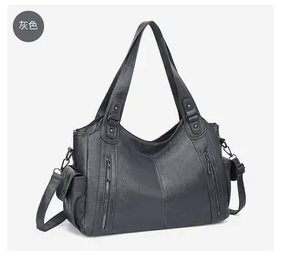 PU Leather Double-Compartment Large Women's Tote Bag - 10