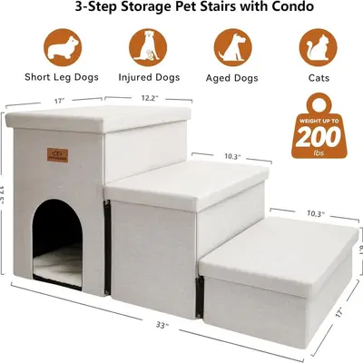 Amazon'da çok satan katlanabilir, toplanabilir evcil köpek merdiveni, basamak; yatak ve kanepeye çıkış için küçük köpek tırmanma merdiveni