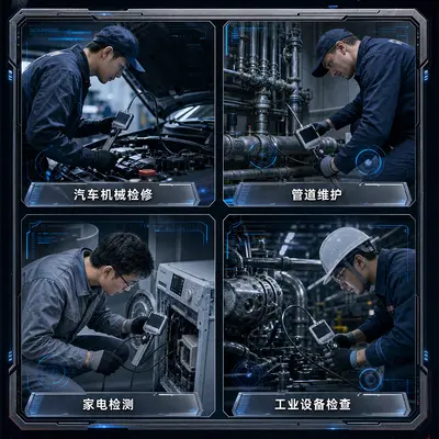 Industrial Endoscope, 6 mm, with Screen, 360° Rotation, Pipe Inspection