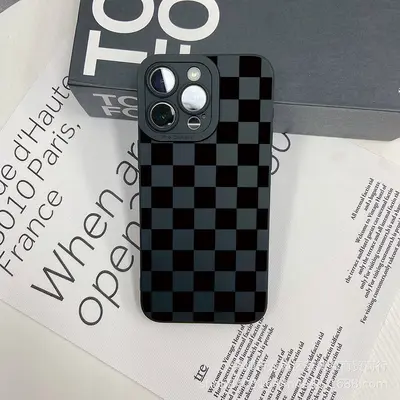 Black Plaid Phone Case for iPhone 15 and iPhone 12 Pro Max