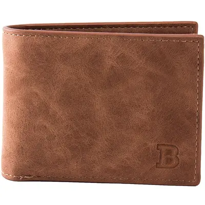 Men's Short Wallet with Coin Pocket and Money Clip - 8
