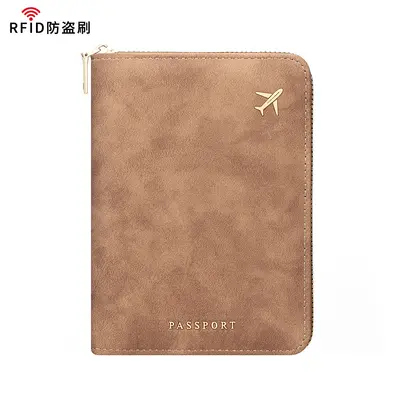 Reisepass-Tasche RFID-Schutz Vintage mehrere Fächer mit Reißverschluss