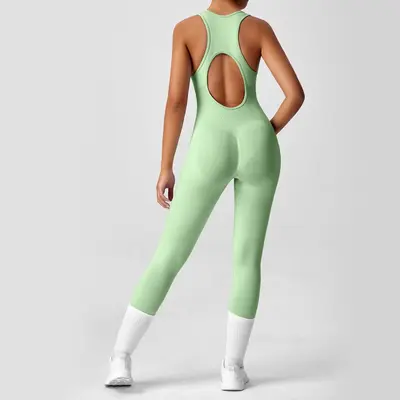 Long Backless Tight Yoga Jumpsuit, High Elasticity - 10