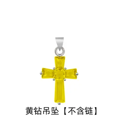 Colored Gemstone Zircon Cross Pendant Necklace, Red Crystal - 12