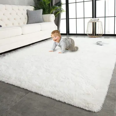 Long Plush Bedroom Bedside Rug, Thickened Soft Carpet for Room - 8