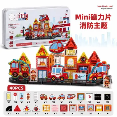 Mini Magnetic Tiles Engineering Vehicle Building Set for Kids - 7