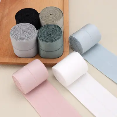 Yüksek Elastikiyetli Katlanmış Lastik Bant, Etek ve Pantolon Beli İçin, Renkli Yassı Şerit - 4
