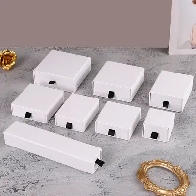 In Stock Wholesale Sales Terminal Jewelry Box Jewelry Packaging Box New Model LOGO Printed Drawer Box Jewelry Packaging Box - 7