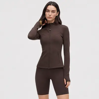 Women's Yoga Jacket, Stand-Up Collar, Zip Long Sleeve - 9