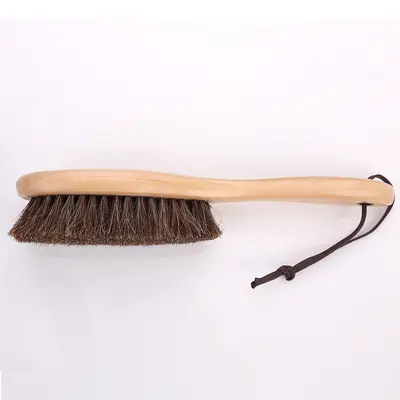 Horsehair Shoe Brush with Handle, Hanging Soft Dust Removal Brush