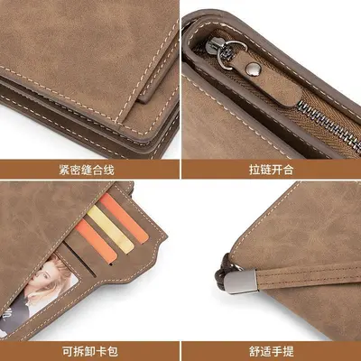 Herren-Langbrieftasche aus Leder, 3-in-1 mit Handy-Kartenfach - 5